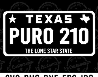 Placa de Texas Puro 210 SVG: Código de área de San Antonio (archivos digitales)