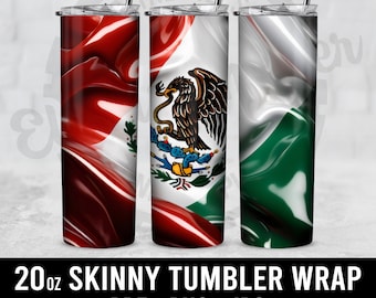 Mexican Flag 20 oz Skinny Tumbler Wrap (Digital Download)