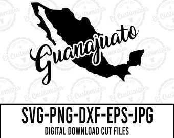 グアナファト SVG メキシコ マップ カット ファイル SVG PNG Dxf Jpg Eps Cricut および Silhouette 用デジタル ファイル