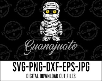 かわいいグアナファトのミイラのSVG、クリカット、シルエットカットファイル（デジタルダウンロード）