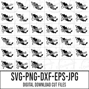 Fichiers numériques des États-Unis avec le Mexique carte SVG Bundle coupé Svg Png Dxf Jpg Eps pour Cricut et Silhouette