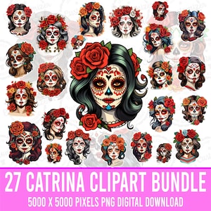 Catrina Clipart Bundle Day Of The Dead PNG Día De Los Muertos PNG Digital Download