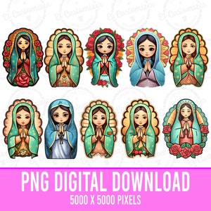 Notre-Dame de Guadalupe Clipart Bundle PNG Virgen De Guadalupe PNG Téléchargement numérique
