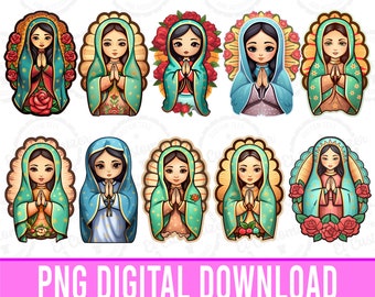 Our Lady Of Guadalupe Clipart Bundle PNG Virgen De Guadalupe PNG Digital Download