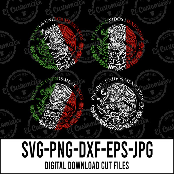 Mexico SVG Mexican Eagle Tricolor Bundle Cut Files Svg Png Dxf Jpg Eps Digital Files For Cricut and Silhouette