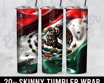 Mexican Flag 20oz Skinny Tumbler Wrap (Digital Download)