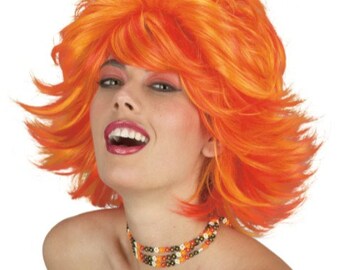 Neon Orange Wig Choppy