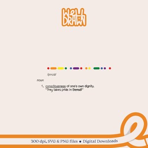 Clipart con la definizione di orgoglio LGBTQ+ / Arte arcobaleno dell'amor proprio / Sublimazione SVG PNG per la stampa / Design di superficie / Download digitale