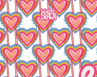 Rainbow Pride Heart Seamless Pattern: LGBTQ+ Love Art (Digital Download PNG JPG)