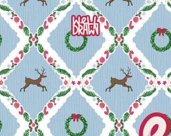Christmas Reindeer & Wreath Seamless Pattern: Festive Holiday Design (PNG JPG Download)