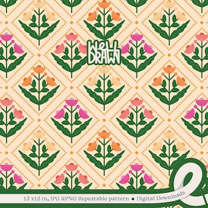 Frühling Blumen Muster für Sublimation & Druck | Oberflächengestaltung | Wiederholbare PNG JPG | Digitaler Download Clipart