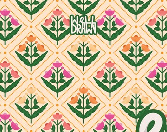 Floral Seamless Pattern: Spring Folk Art, Repeatable Design (Digital Download)