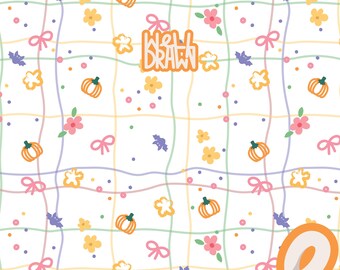 Pastel Halloween Pattern | Pumpkin, Candy, Bow Design (Digital Download)