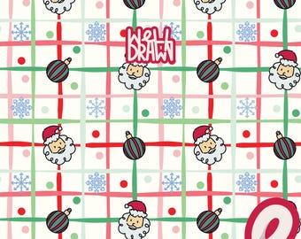 Christmas Santa Plaid Seamless Pattern | Holiday PNG, JPG (Digital Download)