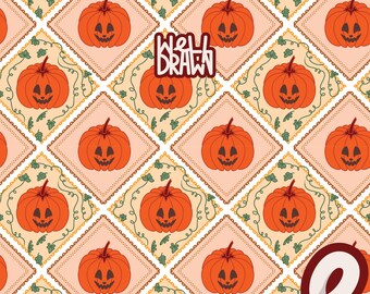 Jack O' Lantern Halloween Seamless Pattern: Pumpkin Design (Digital Download)