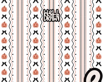 Coquette Halloween Seamless Pattern: Pastel Pumpkins & Bows (Digital Download)