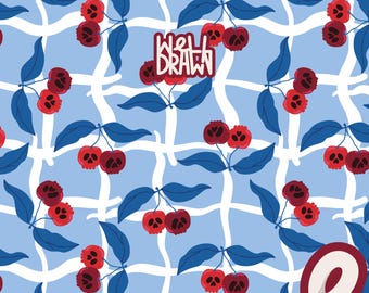 Skull Berry Halloween Pattern | Creepy Seamless Design (Digital Download)