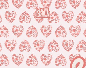 Floral Heart Seamless Pattern: Pink Valentine's Day Design (Digital Download)