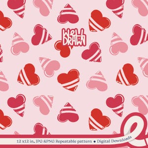 Valentinstag süßes rotes und rosafarbenes Herz Muster für Sublimation, Druck, Kunsthandwerk, Stoff, Scrapbooking und Oberflächendesign