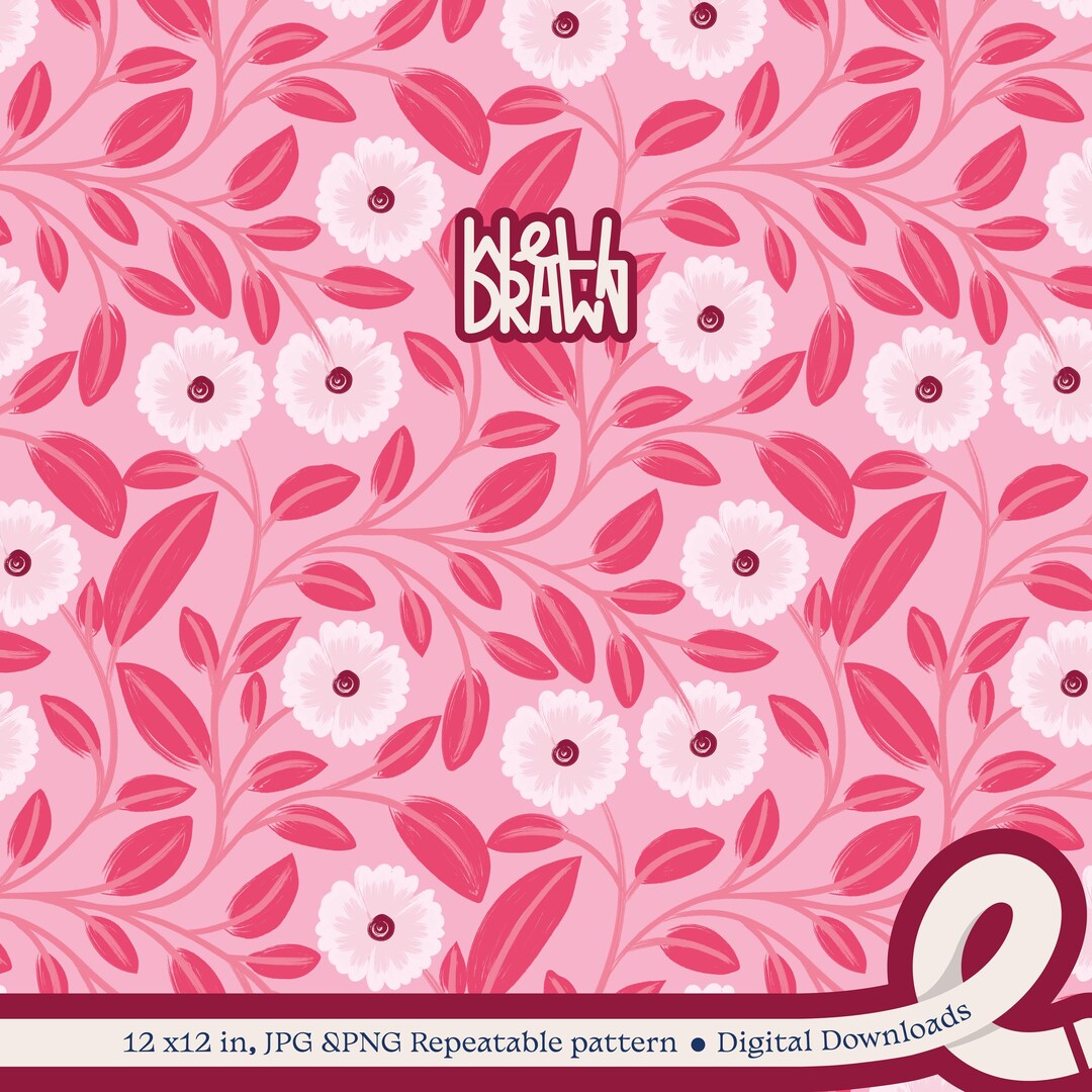 Pink Floral Seamless Pattern: Spring Fabric Design (digital Download ...