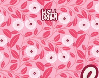 Pink Floral Seamless Pattern: Spring Fabric Design (Digital Download)