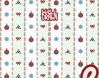 Christmas Ornament Seamless Pattern | Holiday Bow Snowflake Design (PNG JPG)