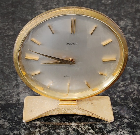 Vintage Looping 8 Day Large Alarm Clock - Swiss Made - 15 Jewels