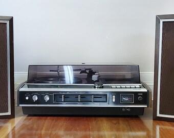 Vintage National SG-1050A Stereo Record Player with Sanyo Speakers - Rare