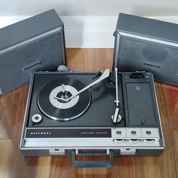 Vintage National SG-207 Briefcase Stereo Record Player with Speakers - Rare