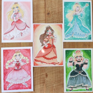 Super Mario princesses - Daisy, Rosalina, Peach, Bowsette and Peachette - print