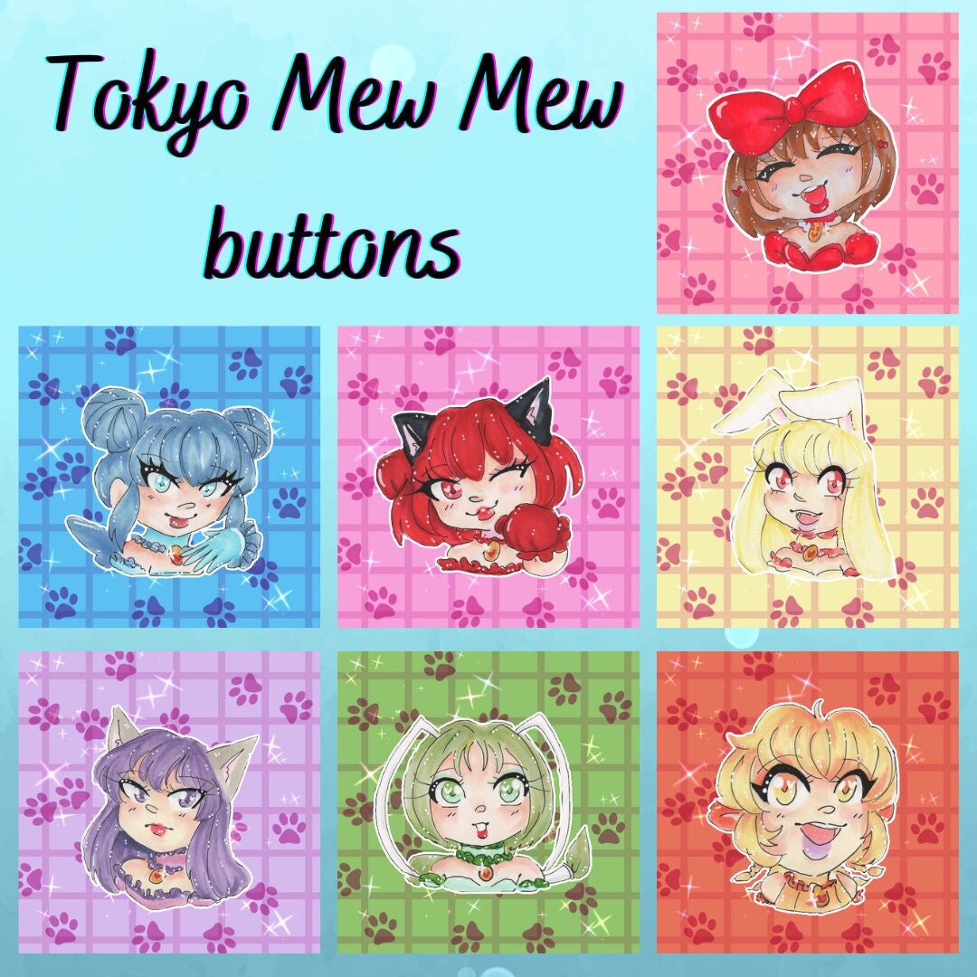 Tokyo mew mew buttons - mew mew power