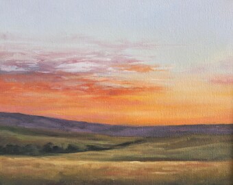 Original 8x10 Warm Sunrise Oil Painting