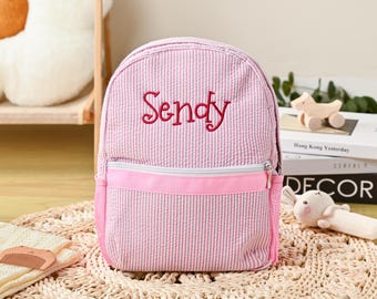 Personlig Seersucker Baby Ryggsäck: Monogram Bokväska