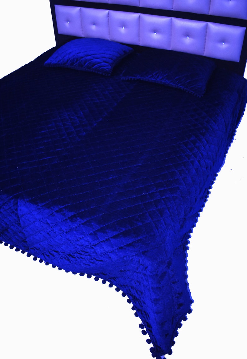 Royal Blue Velvet Quilt King Velvet Blanket Velvet Comforter Etsy