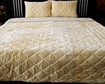 Cream velvet quilt king velvet blanket cream velvet comforter queen bedding set velvet bedspread cozy room décor  Bedding