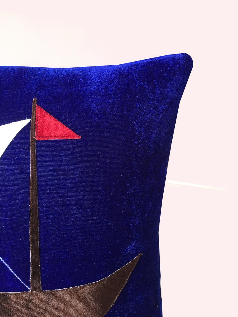 Gift Pillow Farmhouse Decor Mom Gift Nautical Pillow Beach House Pillow 2 pieces Set Royal Blue Velvet Yacht Pillowcase Ship Pillow