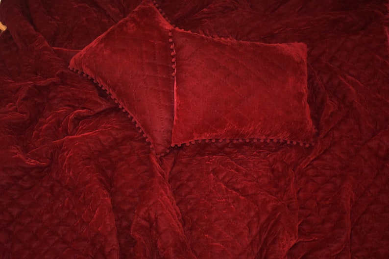 Fuchsia Velvet Comforter Hot Pink Velvet Quilt Fuchsia Etsy