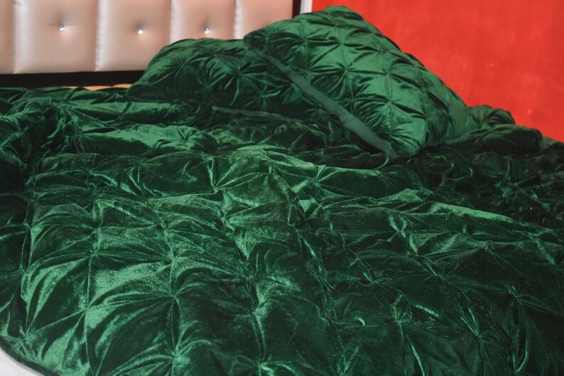 Emerald Green Velvet Quilt Emerald Green Luxury Comforter Etsy