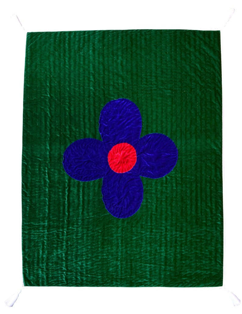 Velvet Quilt Emerald Green quilt Pick Stitch Quilt Emerald Etsy