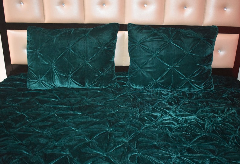 Emerald Green Velvet Quilt King Velvet Blanket Velvet Etsy