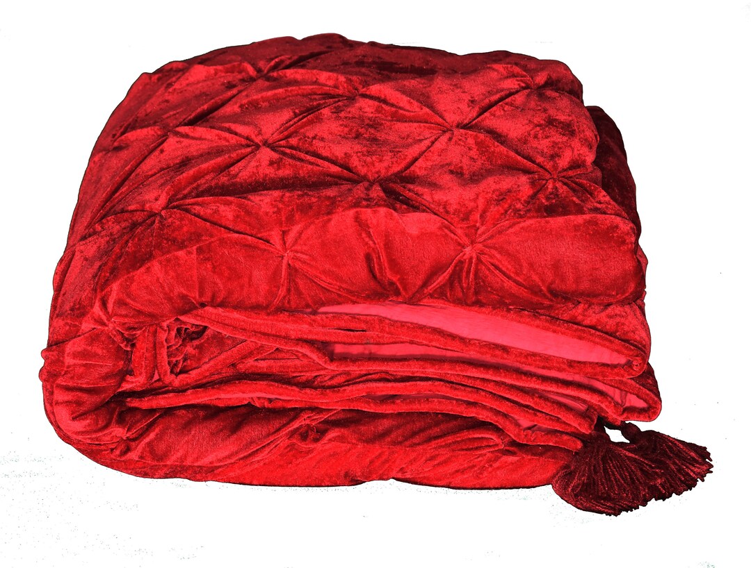 Deep Red Velvet Quilt King Velvet Blanket Red Velvet Comforter Queen