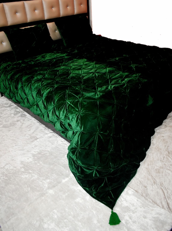 Emerald Green Velvet Quilt King Velvet Blanket Velvet Comforter