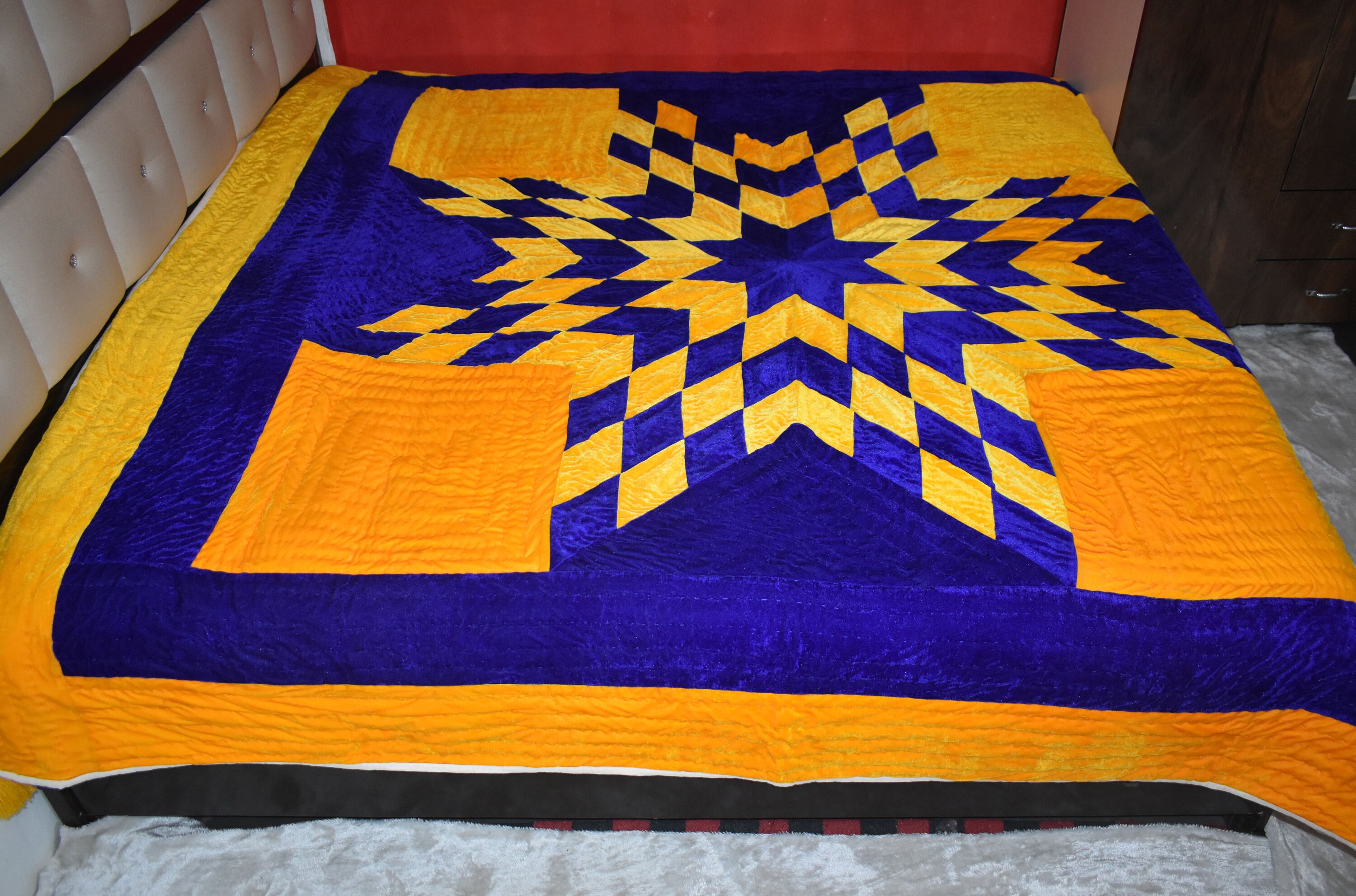 Lone Star Quilt Patchwork Quilt Queen Size Quilt Amish Star Etsy