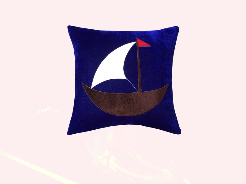 Gift Pillow Farmhouse Decor Mom Gift Nautical Pillow Beach House Pillow 2 pieces Set Royal Blue Velvet Yacht Pillowcase Ship Pillow