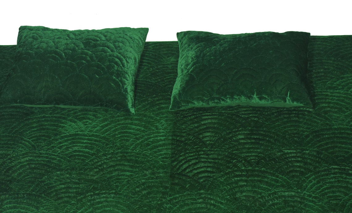 Emerald Green Velvet Quilt King Velvet Blanket Velvet Etsy