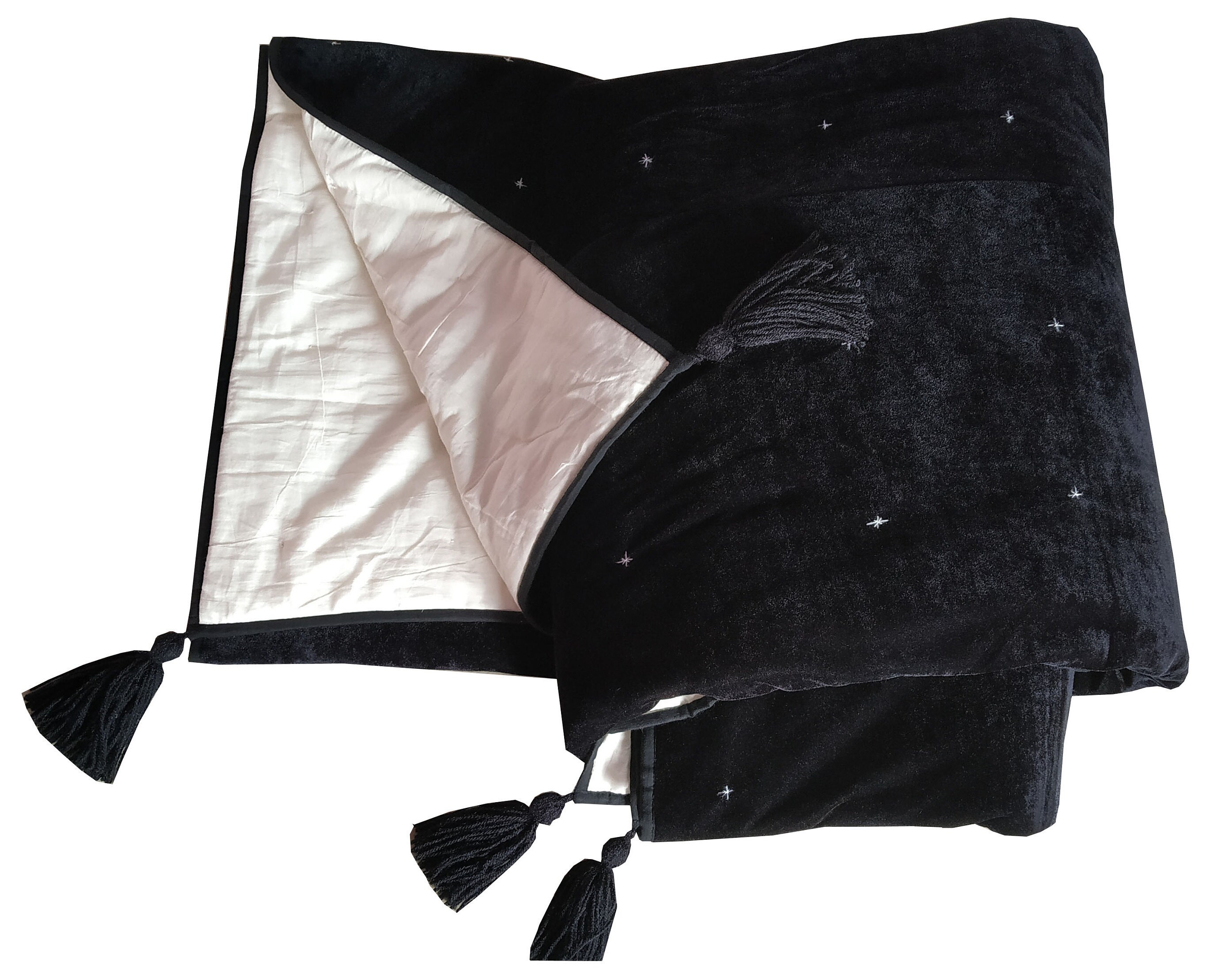 Velvet Quilt Black Quilt Velvet And Cotton Quilt Velvet Etsy