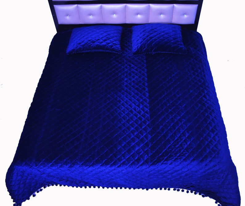 Royal Blue Velvet Quilt King Velvet Blanket Velvet Comforter Etsy