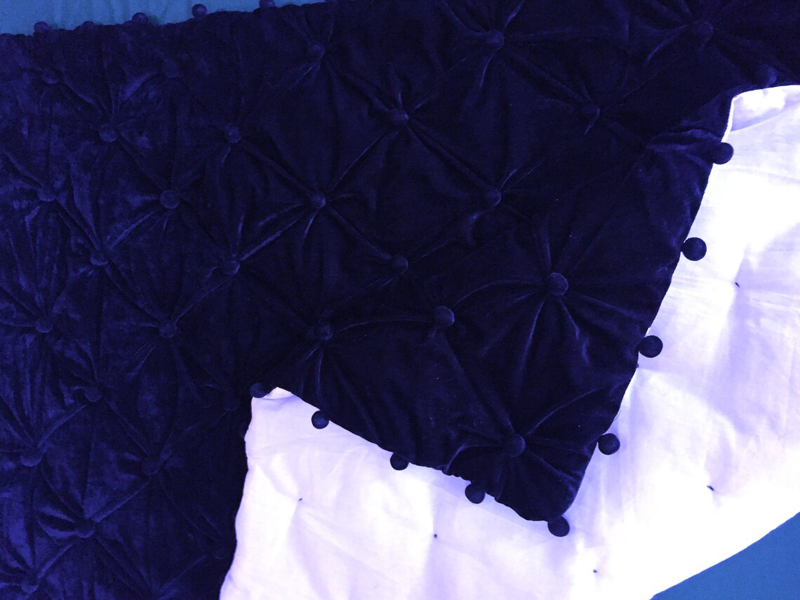 Royal Blue Velvet Quilt King Velvet Quilted Throw Velvet Etsy