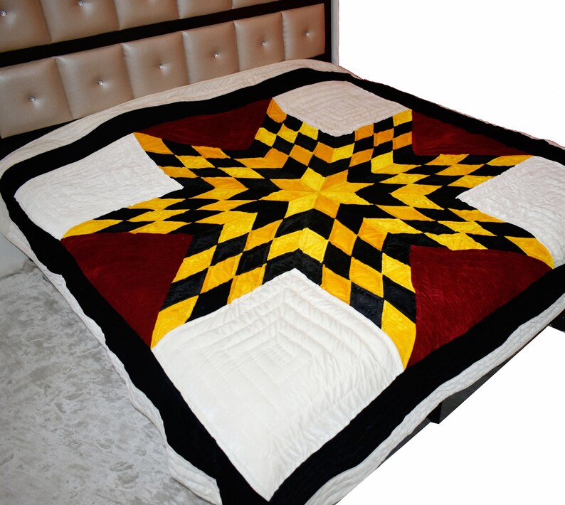 Lone Star Quilt Patchwork Quilt Queen Size Quilt Amish Star Etsy