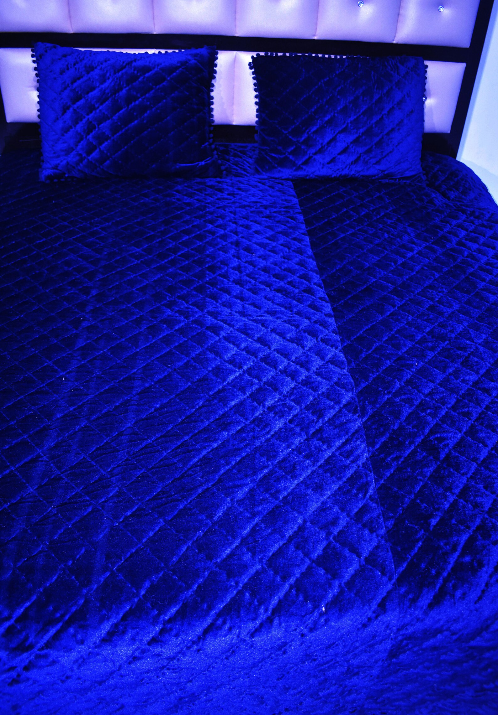 Royal Blue Velvet Quilt King Velvet Blanket Velvet Comforter Etsy